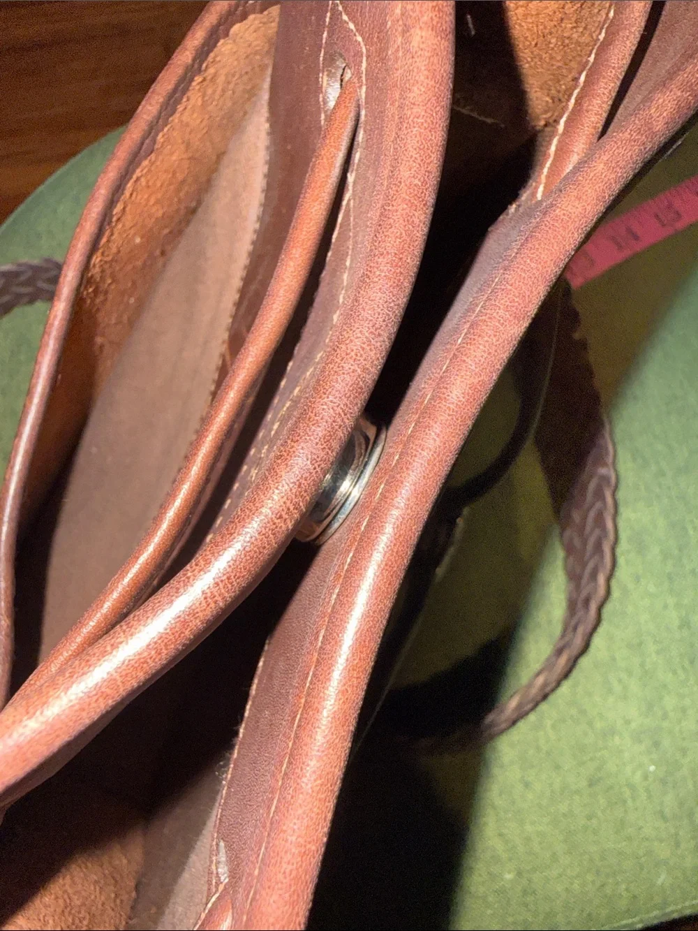Vintage Brighton Braided Strap Brown Leather Shoulder Bag with Heart Accents - Picture 14 of 14